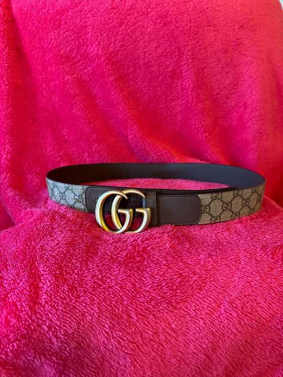 Gucci GG Marmont Belt in GG Supreme Canvas with Double G Buckle - Picture 6 of 6